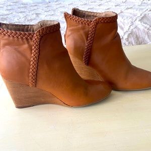 Braided Camel Ankle Boots